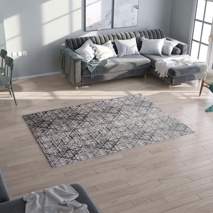Digital Black Line Washable Rug