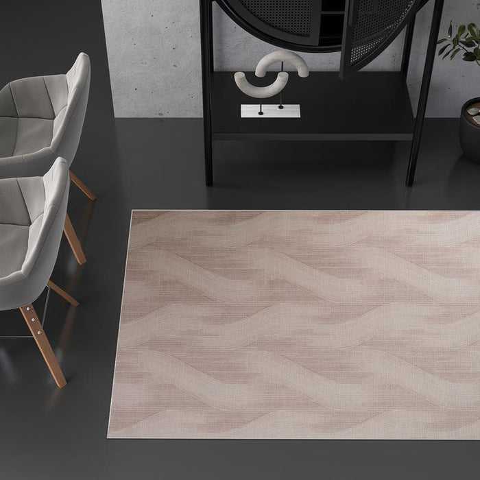 Digital Brown Wave Washable Rug