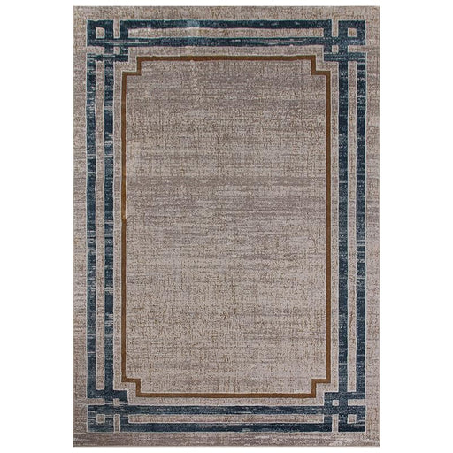 Star Modern Blue Frame Rug - Kristal Carpets