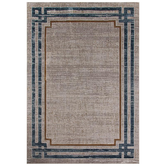 Star Modern Blue Frame Rug - Kristal Carpets