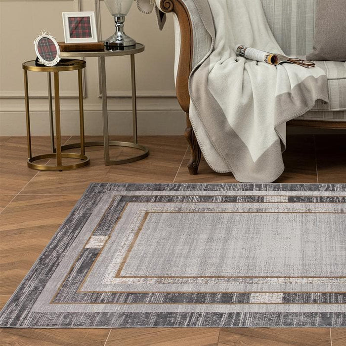 Star Modern Grey D Frame Rug - Kristal Carpets