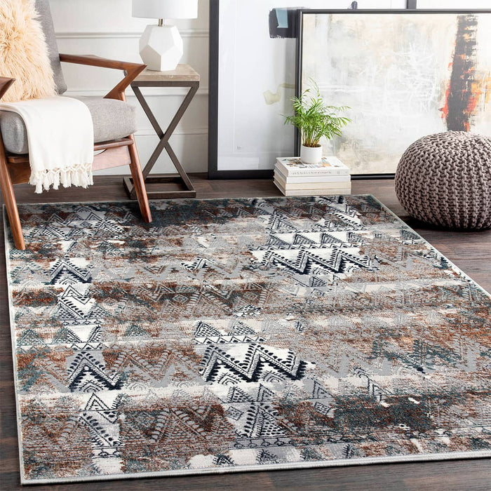 Artist Triangle Pattern Beige Rug - Kristal Carpets