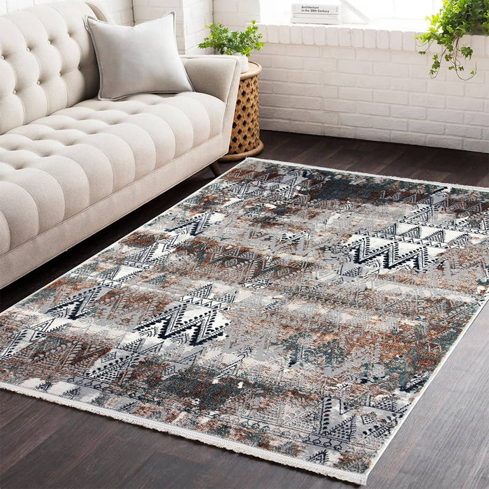 Artist Triangle Pattern Beige Rug - Kristal Carpets